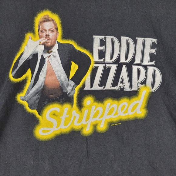 EDDIE IZZARD Stripped 2008 Tour Shirt Adult Size XL Black Short Sleeve Y2K VTG - Picture 3 of 12